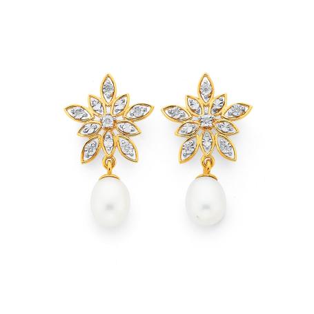 Prouds Pearl and Diamond Earrings