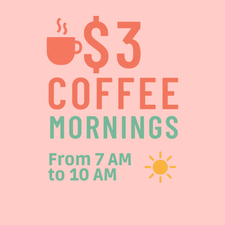 $3 Coffee at Ali's Juice Bar from 7am to 10am