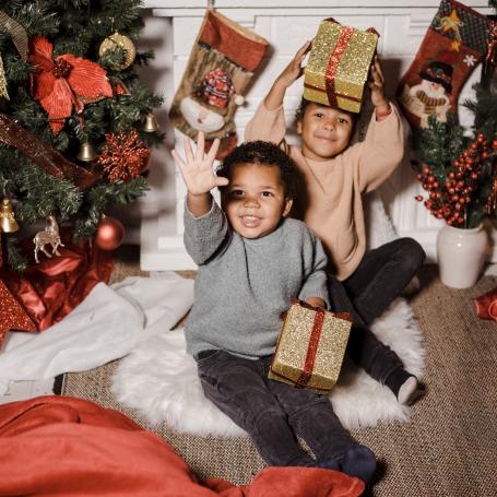 Kids with Christmas presents