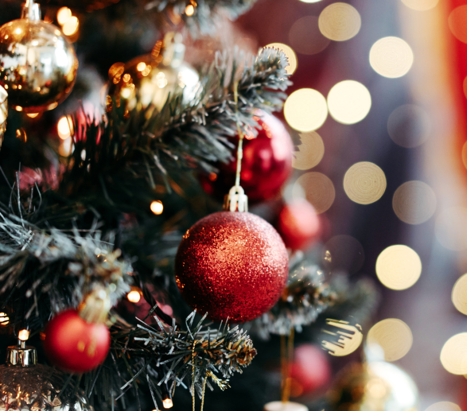 Christmas tree with lights and baubles