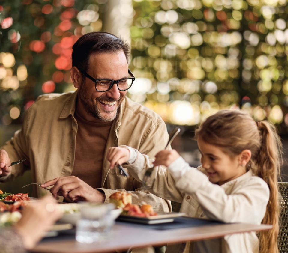 Dad and Child eating